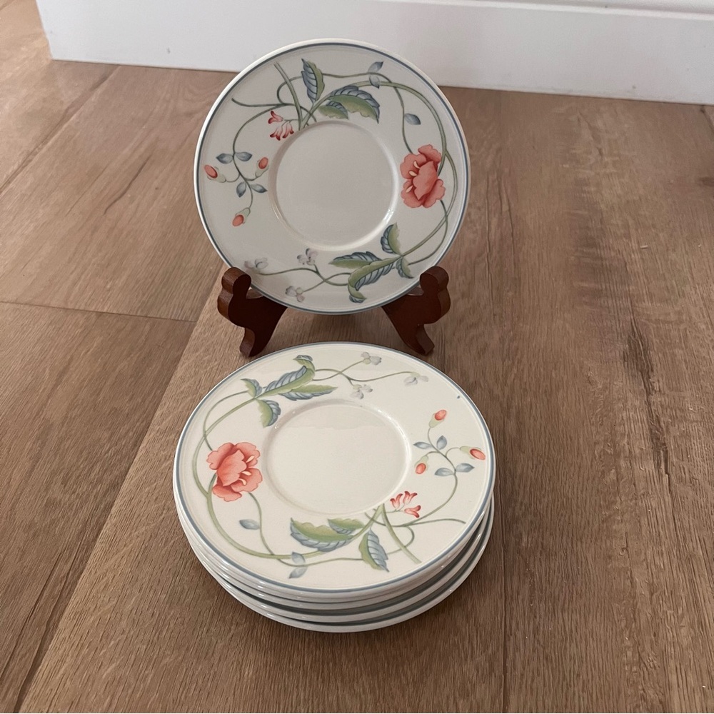 Villeroy & Boch Albertina 1748 Flowers Saucers Plates Dishes 6” Germany Set of 6